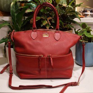 Dooney & Bourke Red Dillen Pebbled Leather double pocket satchel